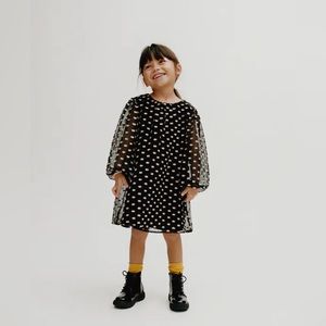 NWT ZARA Contrast Dotted Mesh Dress